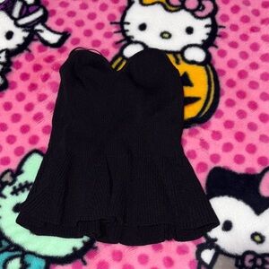 Zara Black Ribbed Strapless Top